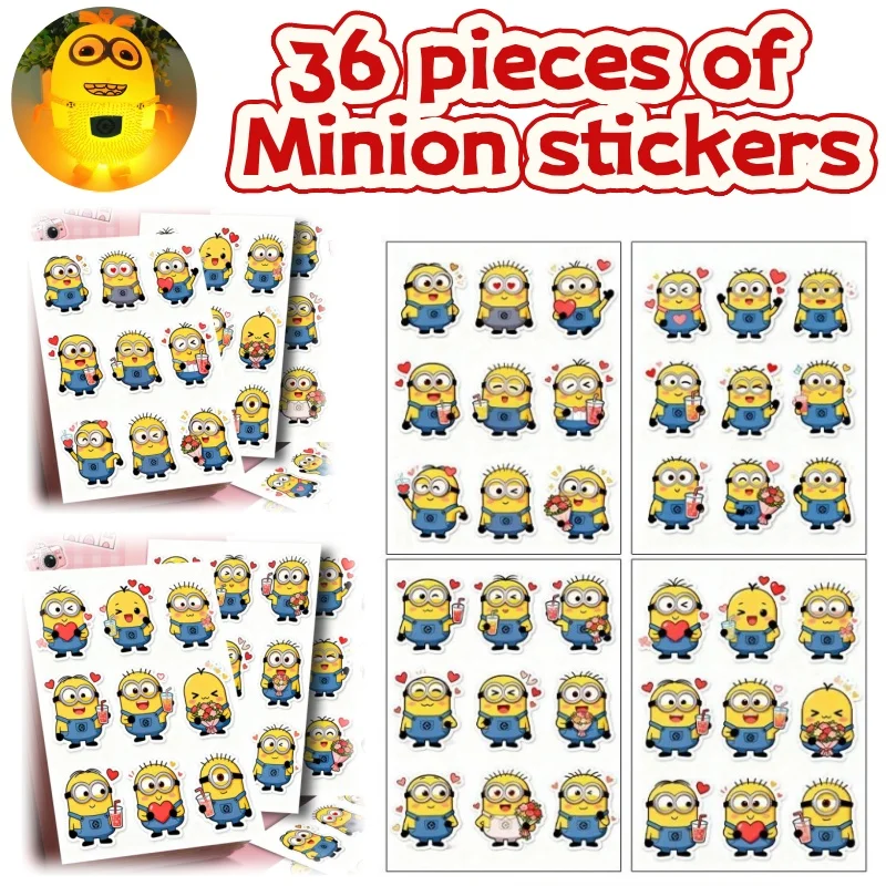 36 cute stickers of Minions, cartoon decorations for notebooks, tents, stickers, phone cases, DIY decorations
36 cute stickers of Minions, cartoon decorations for notebooks, tents, stickers, phone cases, DIY decorations