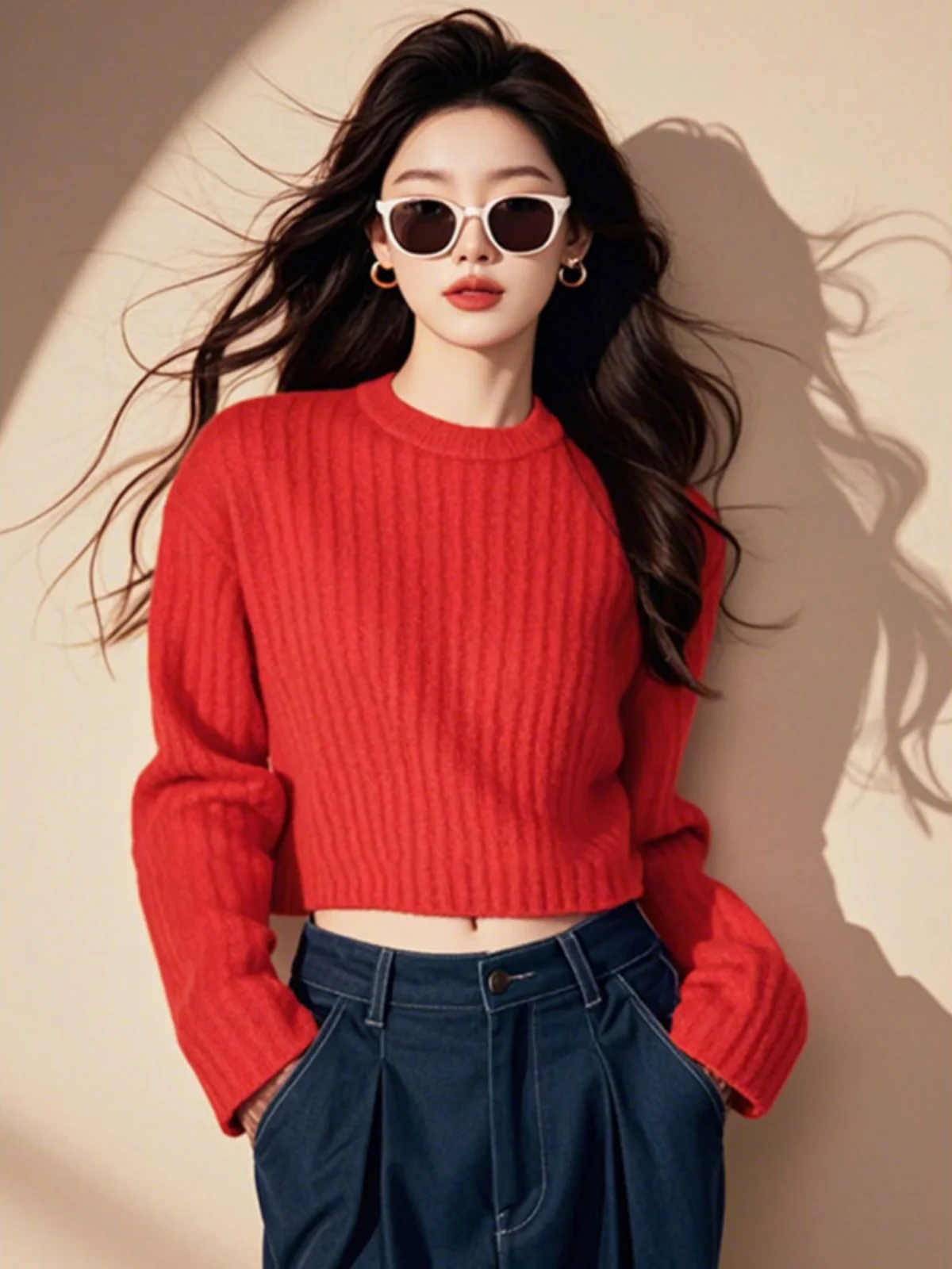 Christmas Red Knitted Base Layer Shirt Women's Fashion Lazy Style Inner Wear High-End Sensation Short Sleeve round Neck Sweater
Christmas Red Knitted Base Layer Shirt Women's Fashion Lazy Style Inner Wear High-End Sensation Short Sleeve round Neck Sweater