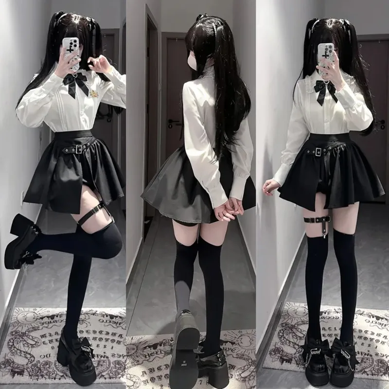 Jirai Kei Shirt JK Skirt Uniform White Top with Bow Tie Full Set Japanese Style Sweet Dress Blouse for Women Theme Party
Jirai Kei Shirt JK Skirt Uniform White Top with Bow Tie Full Set Japanese Style Sweet Dress Blouse for Women Theme Party