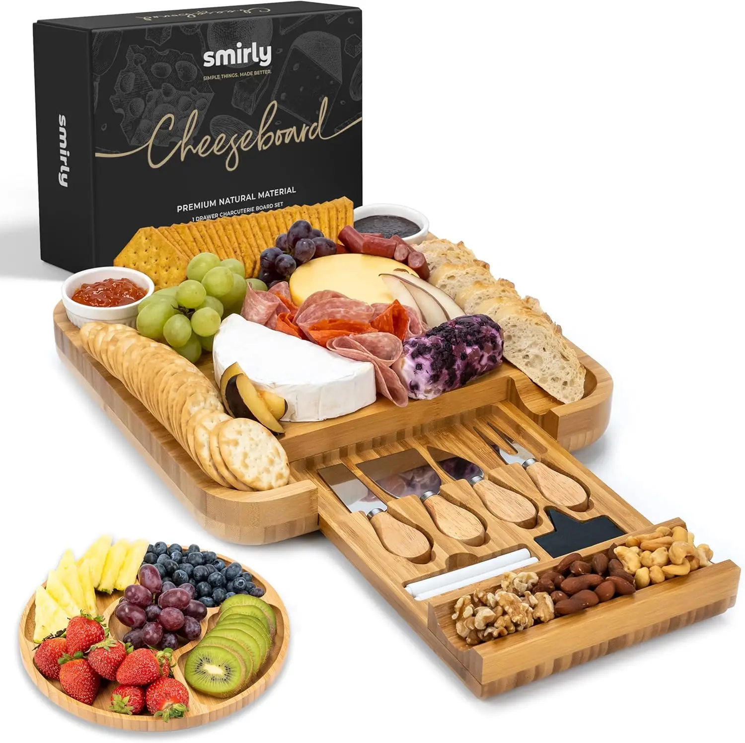 Charcuterie Board Set - Large Bamboo Cheese Board for Serving - House Warming Gifts New Home
Charcuterie Board Set - Large Bamboo Cheese Board for Serving - House Warming Gifts New Home