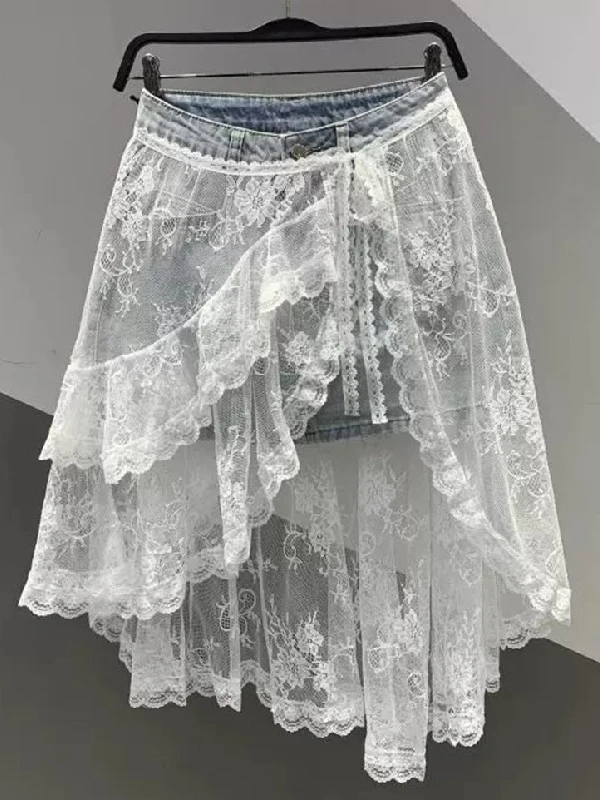 plus Size Women's Mid-Length Lace Patchwork Denim Skirt Summer Gored Cake Half Skirt Korean Style Loose Fit Casual Polyester ...
plus Size Women's Mid-Length Lace Patchwork Denim Skirt Summer Gored Cake Half Skirt Korean Style Loose Fit Casual Polyester ...