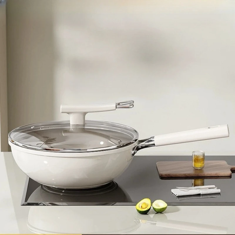 Titanium uncoated ceramic household flat bottomed stir fry pan, non stick to gas electromagnetic stove special
Titanium uncoated ceramic household flat bottomed stir fry pan, non stick to gas electromagnetic stove special