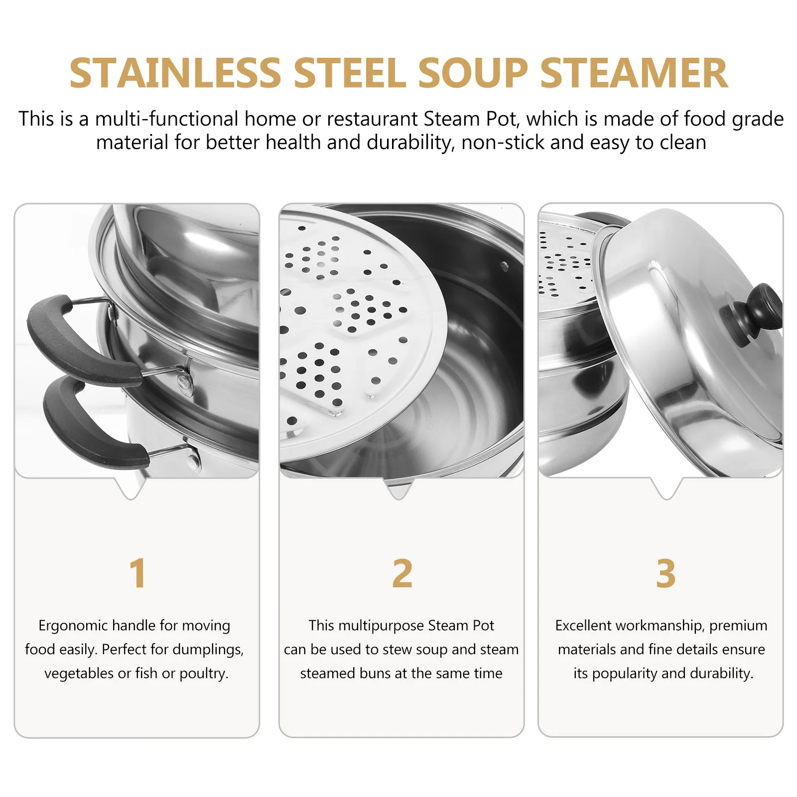 Stainless Steel Thickened Soup Steamer Pot Large Capacity Food Basket Vegetable Dumpling Bun Cookware Kitchen Plastic Glass High
Stainless Steel Thickened Soup Steamer Pot Large Capacity Food Basket Vegetable Dumpling Bun Cookware Kitchen Plastic Glass High