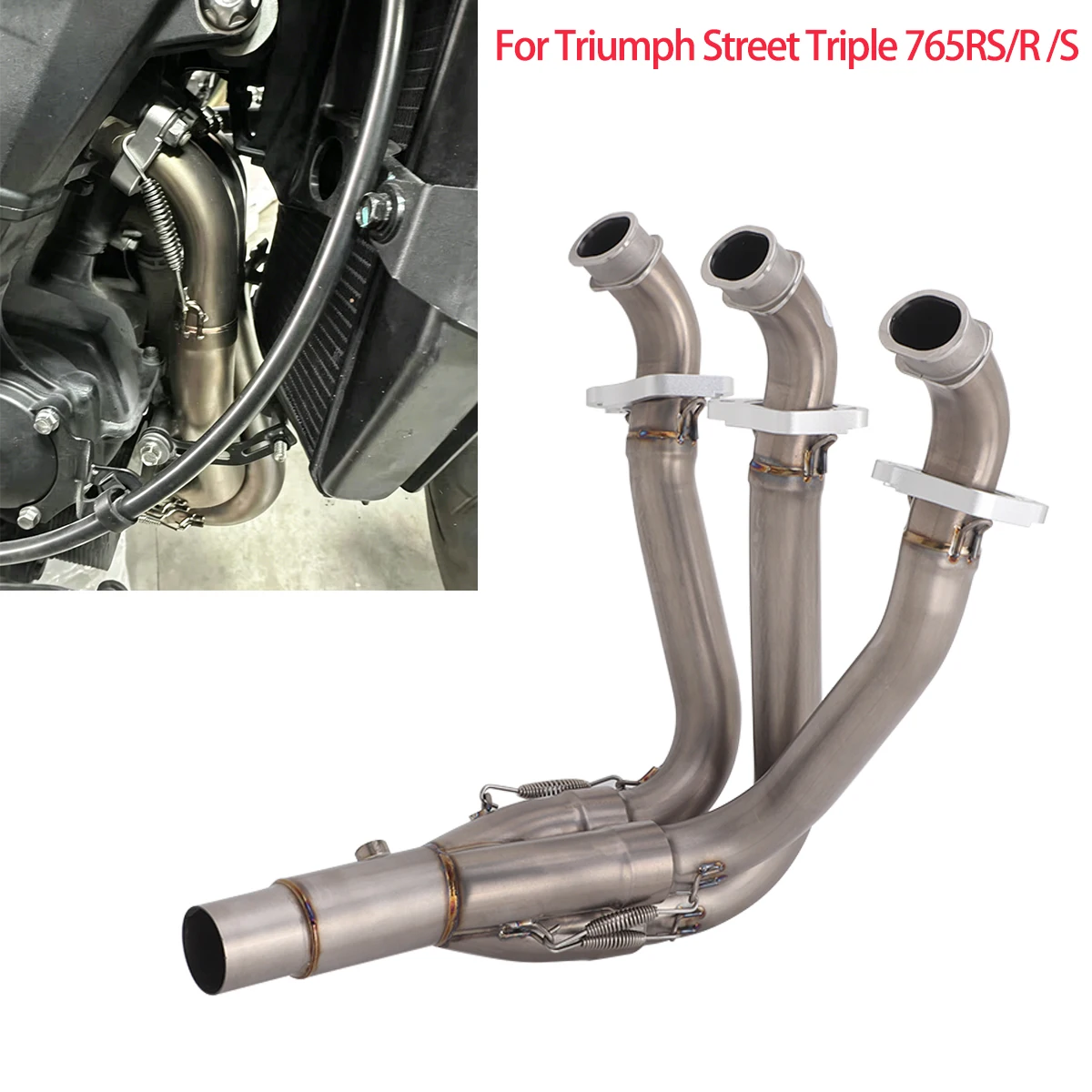 Motorcycle Exhaust System Header Pipe For Triumph Street Triple 765 S/R/RS Exhaust Front Link Pipe Slip-On Muffler Racing