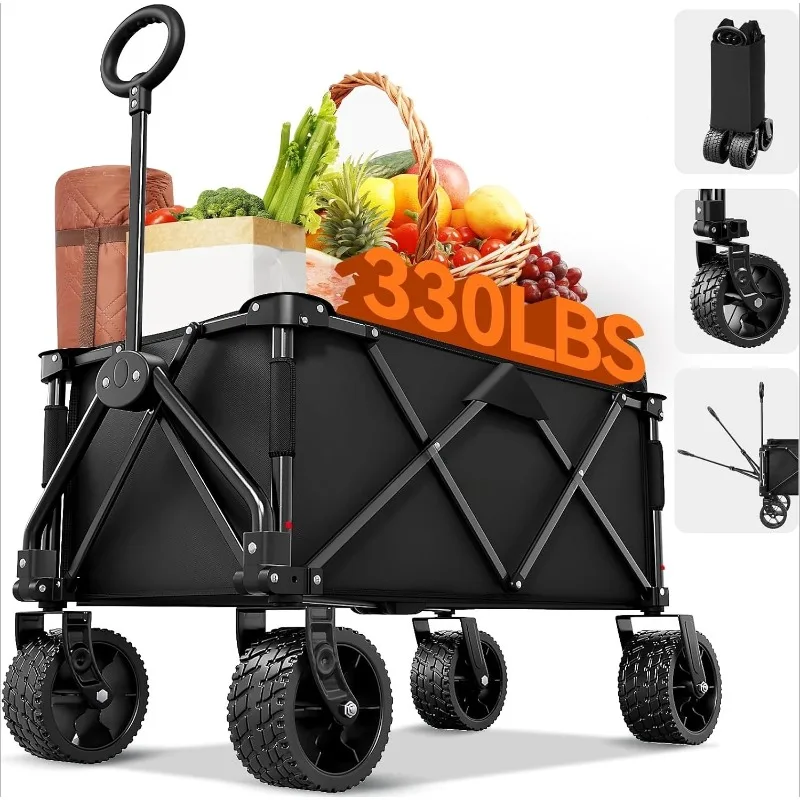 Collapsible Folding Wagon Cart, Heavy Duty Wagon Foldable with 330lbs Weight Capacity, Utility Garden Cart, Beach Wagons with Al
Collapsible Folding Wagon Cart, Heavy Duty Wagon Foldable with 330lbs Weight Capacity, Utility Garden Cart, Beach Wagons with Al