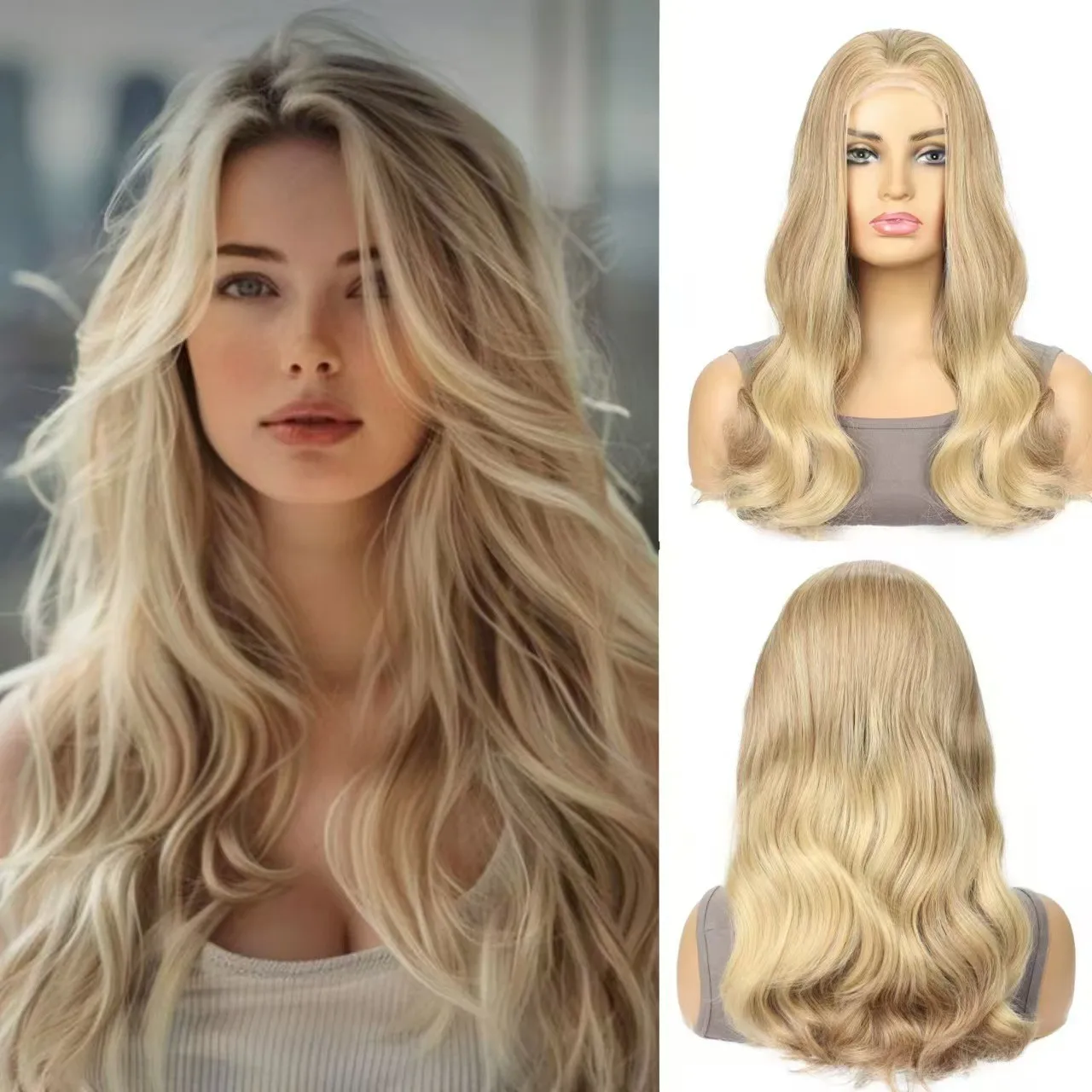 4x4 Hand-Tied Lace Front Synthetic Wig - Golden Brown Long Wavy Body Wave for Women
4x4 Hand-Tied Lace Front Synthetic Wig - Golden Brown Long Wavy Body Wave for Women