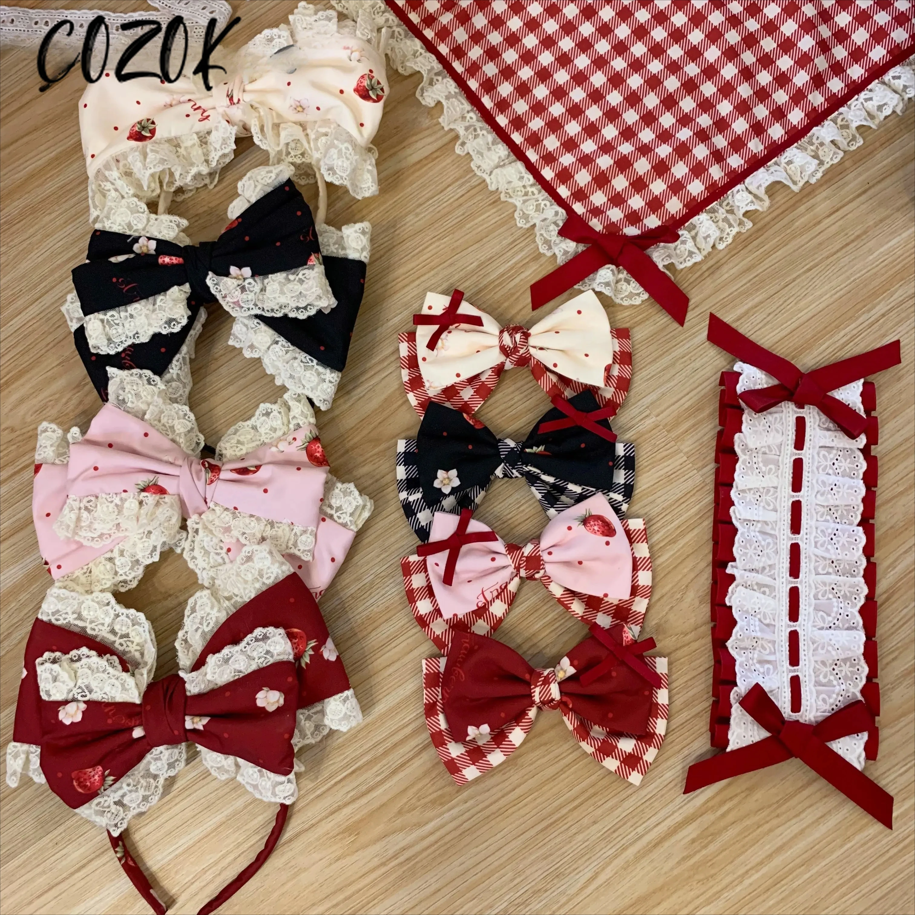 Sweet Cute Original Design Strawberry Plaid KC Girls Bow Hairband Side Clip Women's Lolita Headband Hairclips
Sweet Cute Original Design Strawberry Plaid KC Girls Bow Hairband Side Clip Women's Lolita Headband Hairclips
