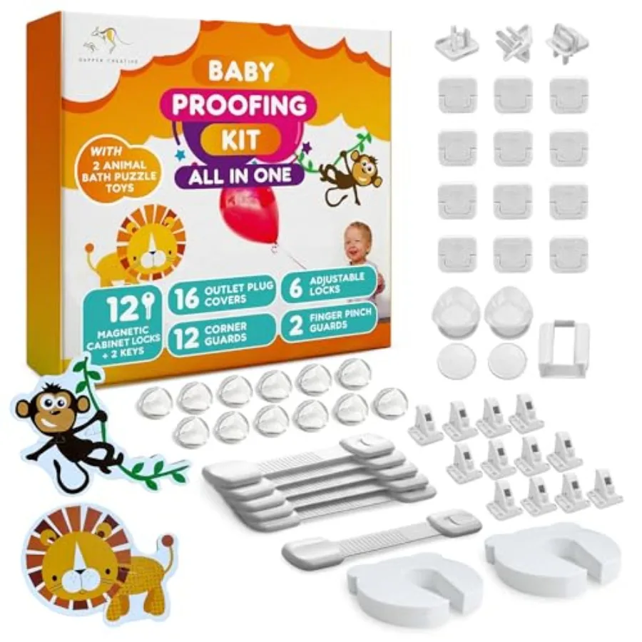 Child Safety Kit - 67 Pack Baby Proofing Essentials Magnetic Cabinet Locks, Power Point Outlet Covers, Clear Corner Protectors,
Child Safety Kit - 67 Pack Baby Proofing Essentials Magnetic Cabinet Locks, Power Point Outlet Covers, Clear Corner Protectors,