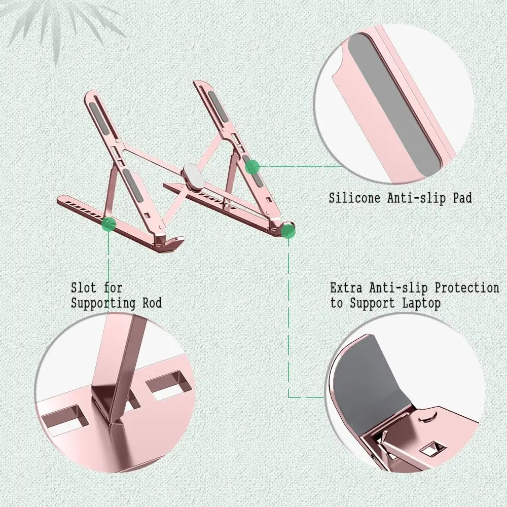 Laptop Stand for Desk, Foldable Aluminum Alloy Computer Holder Riser with Anti-Slip Silicone, Ergonomic Cooling for Notebook
Laptop Stand for Desk, Foldable Aluminum Alloy Computer Holder Riser with Anti-Slip Silicone, Ergonomic Cooling for Notebook