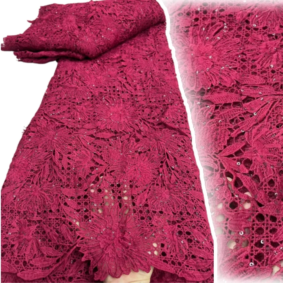 Latest African Guipure Stone Lace Fabric 2026 Swiss Nigerian Lace Cord Embroidered Lace Fabric Suitable for Party Dresses 2863
Latest African Guipure Stone Lace Fabric 2026 Swiss Nigerian Lace Cord Embroidered Lace Fabric Suitable for Party Dresses 2863