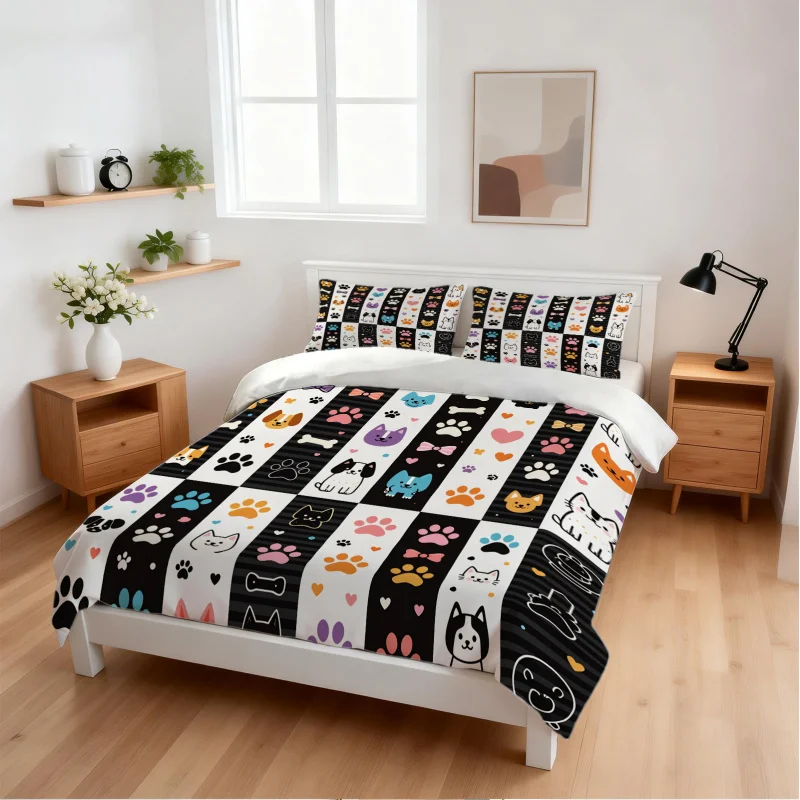 Striped Paw Print Duvet Cover Set, No Filler Bedding Set, Soft Skin-Friendly Bed Linen for Pet Lovers Bedroom, All Season Use
Striped Paw Print Duvet Cover Set, No Filler Bedding Set, Soft Skin-Friendly Bed Linen for Pet Lovers Bedroom, All Season Use