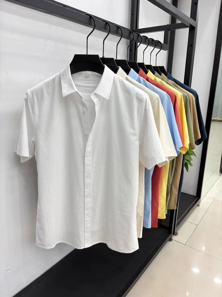 Summer new men's short sleeved men's candy colored wrinkle resistant casual loose solid color linen shirt
Summer new men's short sleeved men's candy colored wrinkle resistant casual loose solid color linen shirt
