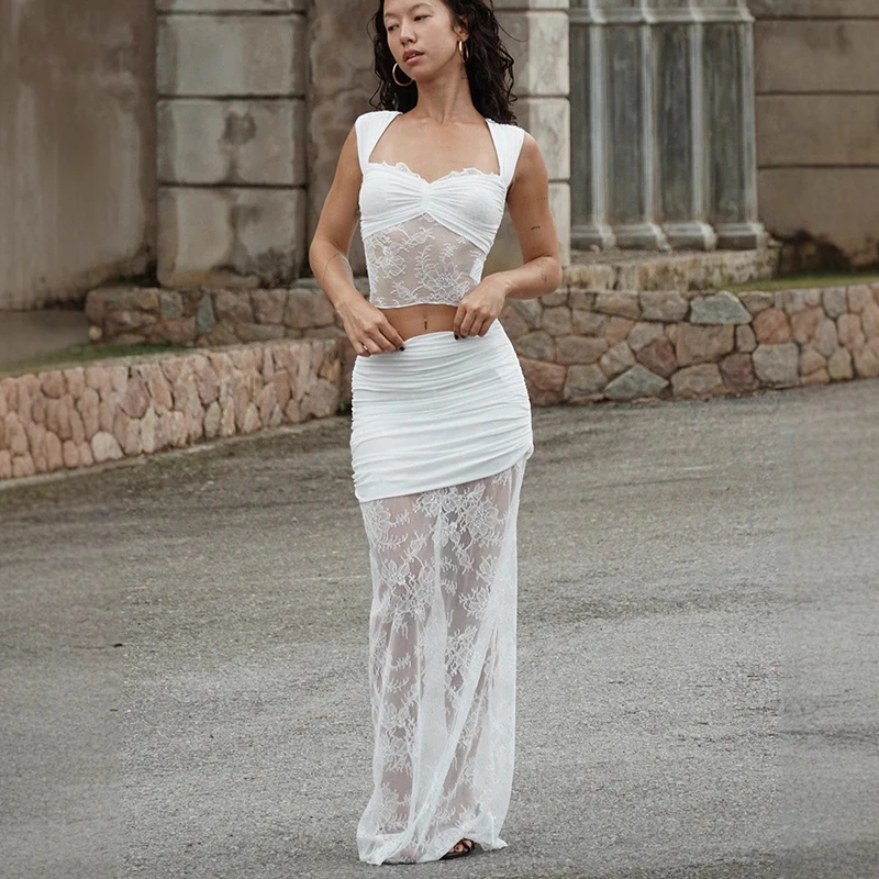 Typhaland Women's Fashion Lace Suit Sexy Hot Girl See Through Top Jacquard Long Skirt 2 Piece Set Female Elegant Vacation Suits
Typhaland Women's Fashion Lace Suit Sexy Hot Girl See Through Top Jacquard Long Skirt 2 Piece Set Female Elegant Vacation Suits