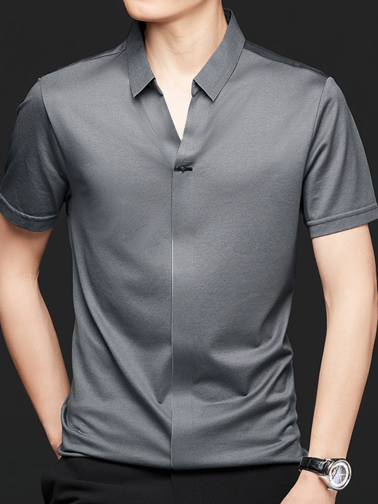 Summer Lapels Pure Color Short-Sleeved T-shirt Men's Thin Fake Cardigan Korean Style Casual Men's Clothing Fashion
Summer Lapels Pure Color Short-Sleeved T-shirt Men's Thin Fake Cardigan Korean Style Casual Men's Clothing Fashion