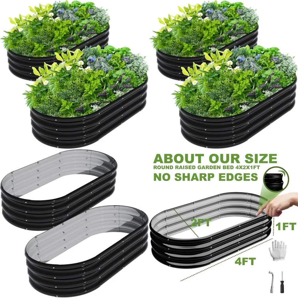 Овальный комплект садовой кровати из оцинкованного металла размером 4x2x1 футов для уличных цветов, трав и овощей
Овальный комплект садовой кровати из оцинкованного металла размером 4x2x1 футов для уличных цветов, трав и овощей