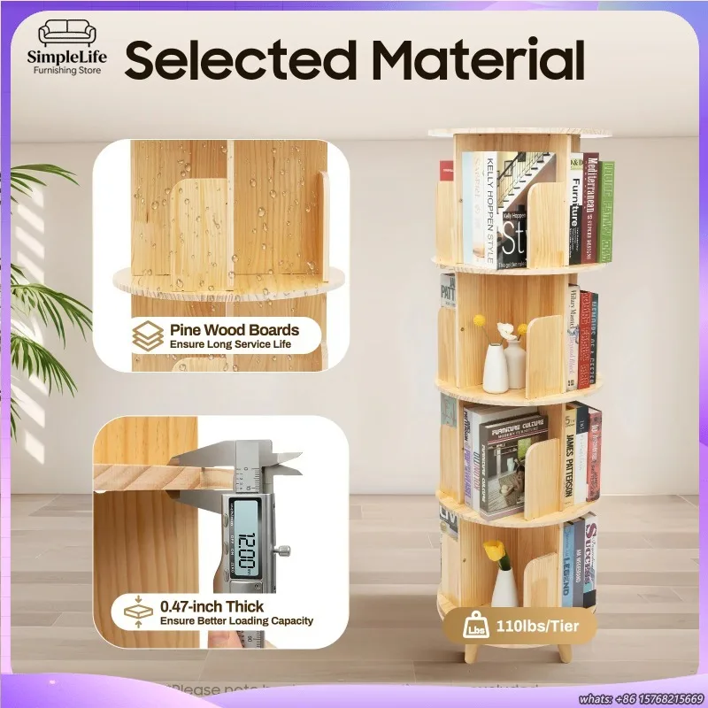 4 Tier Rotating Floor Standing Bookshelf Stackable Wooden Bookcase for Bedroom Living Room Office Storage
4 Tier Rotating Floor Standing Bookshelf Stackable Wooden Bookcase for Bedroom Living Room Office Storage