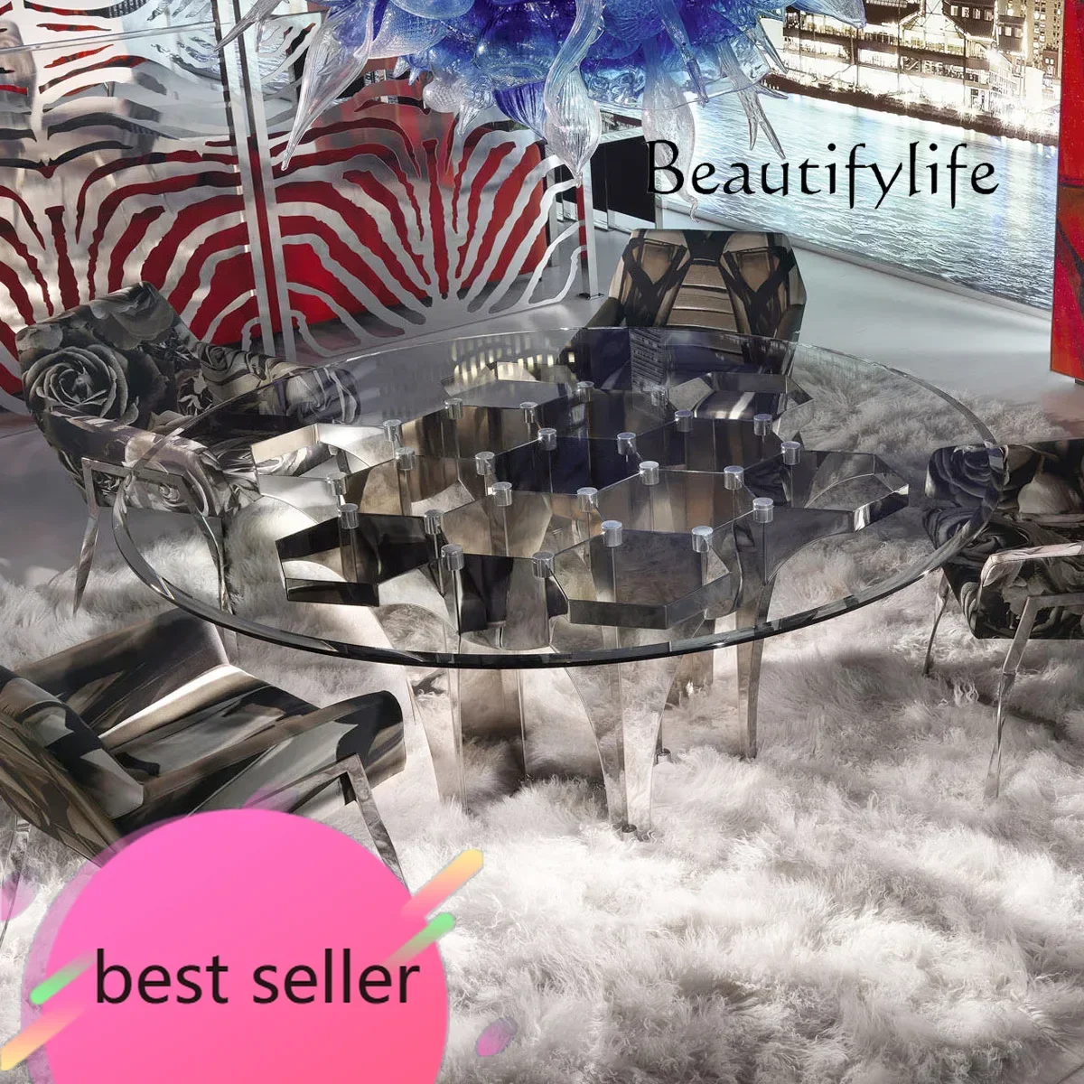 Журнальный столик из нержавеющей стали с бриллиантами, современный модный светильник, роскошная модель для гостиной, зеркало для комнаты, титановый маленький чайный столик
Журнальный столик из нержавеющей стали с бриллиантами, современный модный светильник, роскошная модель для гостиной, зеркало для комнаты, титановый маленький чайный столик