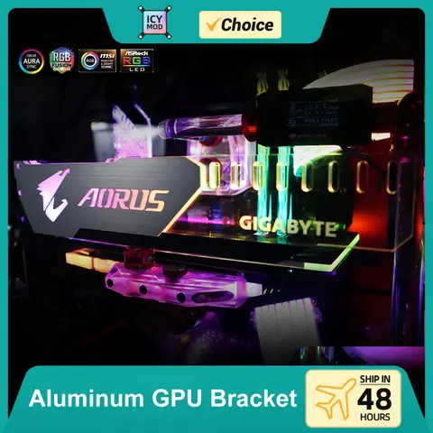 Aluminum GPU Bracket Aorus 5V3Pin VGA Holder RGB MSI ROG NVIDIA A-RGB Horizontal Video Card Support Metal AURA 12V