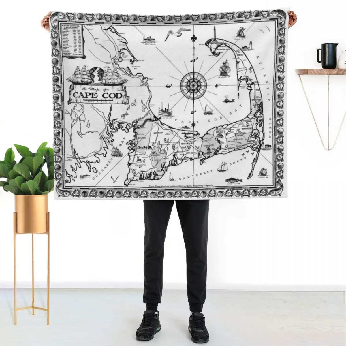 Vintage Map of Cape Cod BW Throw Blanket Shaggy Furry Soft Blanket for Bedroom Living Room
Vintage Map of Cape Cod BW Throw Blanket Shaggy Furry Soft Blanket for Bedroom Living Room