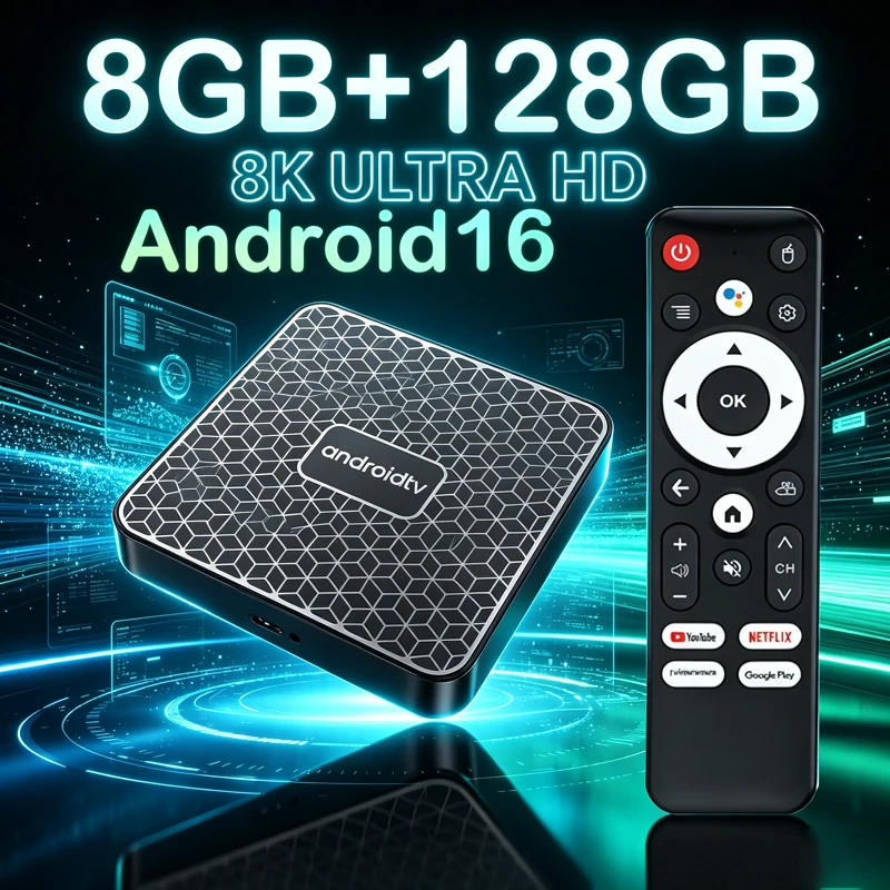 Android16 Smart TV Box T8S Bluetooth 6.0 WiFi Dual Google Voice Media Player RK3518 Netflix YouTube Streaming Media Set Top Box
Android16 Smart TV Box T8S Bluetooth 6.0 WiFi Dual Google Voice Media Player RK3518 Netflix YouTube Streaming Media Set Top Box