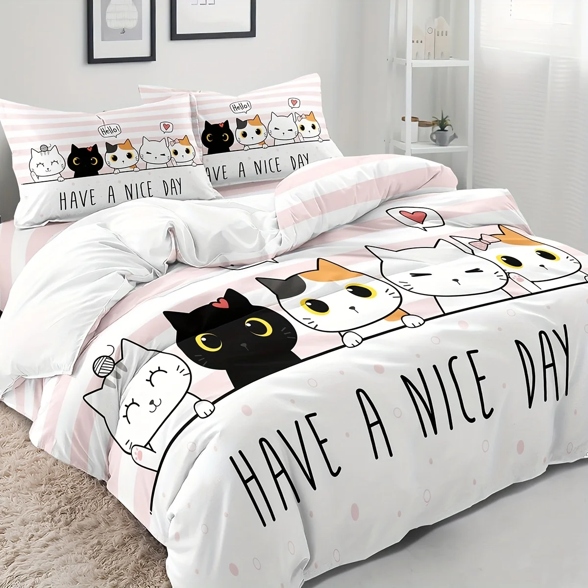 Cute Cartoon Cat Duvet Cover Set Animal Bedding Set Ultra-Soft Duvet Cover with Pillowcase for Bedroom Guest Room Dorm Home
Cute Cartoon Cat Duvet Cover Set Animal Bedding Set Ultra-Soft Duvet Cover with Pillowcase for Bedroom Guest Room Dorm Home