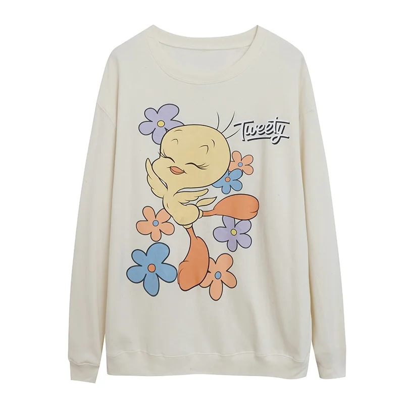 Уютный женский свитшот с мультяшным принтом, длинными рукавами, флисовой подкладкой и круглым вырезом, свободного кроя, из мягкой и модной хлопково-полиэстеровой смеси
Уютный женский свитшот с мультяшным принтом, длинными рукавами, флисовой подкладкой и круглым вырезом, свободного кроя, из мягкой и модной хлопково-полиэстеровой смеси