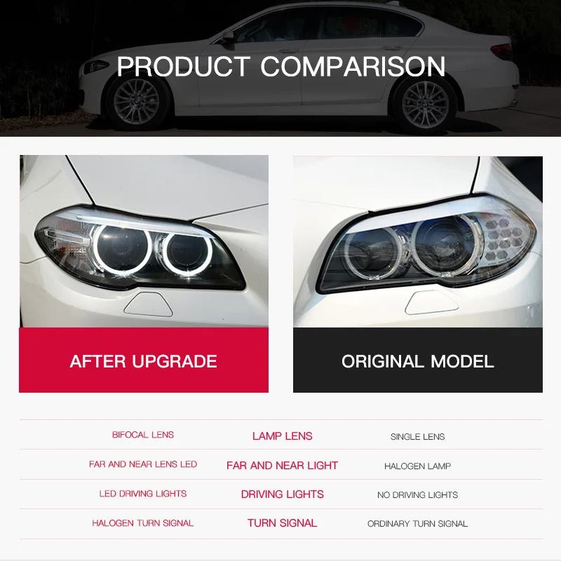 Фары для BMW 5 серии F10 F18 2011 2012 2013 2014 2015 2016, светодиодные фары в сборе с дневными ходовыми огнями и указателями поворота
Фары для BMW 5 серии F10 F18 2011 2012 2013 2014 2015 2016, светодиодные фары в сборе с дневными ходовыми огнями и указателями поворота