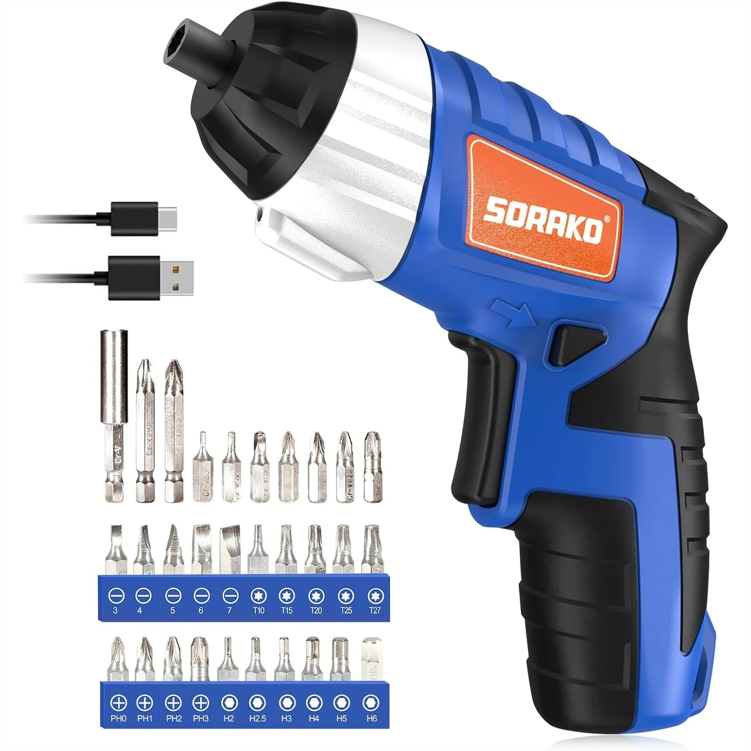 Cordless Electric Screwdriver 4V Max 6Nm 1300mAh Rechargeable Power Screwdriver with LED Light 30Pcs Bits Set for Home DIY Car Repair
Cordless Electric Screwdriver 4V Max 6Nm 1300mAh Rechargeable Power Screwdriver with LED Light 30Pcs Bits Set for Home DIY Car Repair