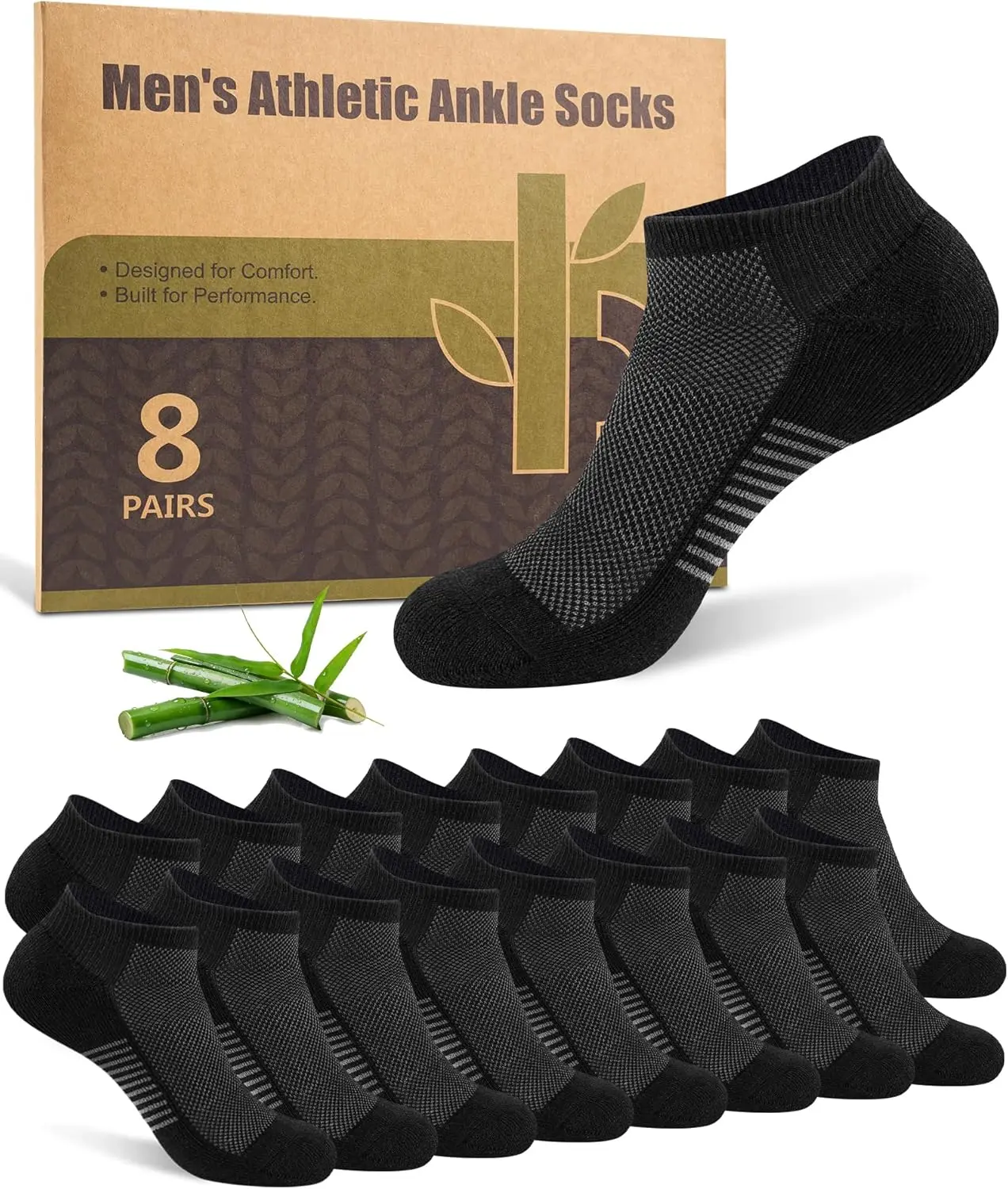 Ankle Socks for Men, Bamboo Socks Running Athletic Cushioned Moisture Wicking Low Cut Reinforced, 8 Pairs
Ankle Socks for Men, Bamboo Socks Running Athletic Cushioned Moisture Wicking Low Cut Reinforced, 8 Pairs