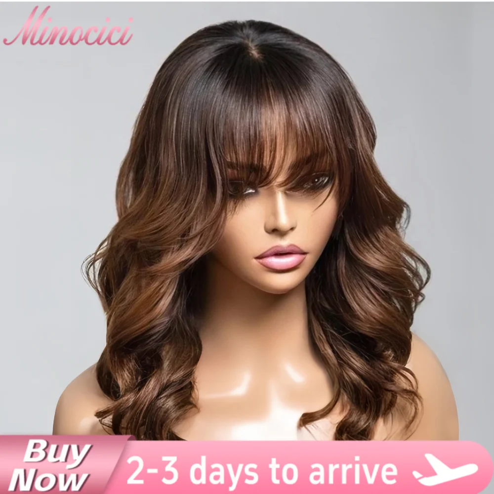 Парик с волнистыми прядями и челкой Ombre Chestnut Brown, 13x4 HD Lace, из натуральных бразильских волос, цвет натуральный, с эффектом многослойности
Парик с волнистыми прядями и челкой Ombre Chestnut Brown, 13x4 HD Lace, из натуральных бразильских волос, цвет натуральный, с эффектом многослойности