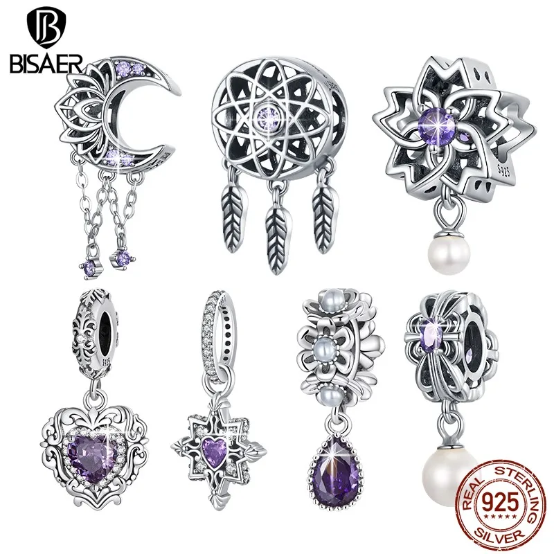 BISAER 925 Sterling Silver Moon Tassel Vintage Texture Purple CZ Charm Monternet Pearl Pendant Fit DIY Bracelet Necklace Jewelry
BISAER 925 Sterling Silver Moon Tassel Vintage Texture Purple CZ Charm Monternet Pearl Pendant Fit DIY Bracelet Necklace Jewelry