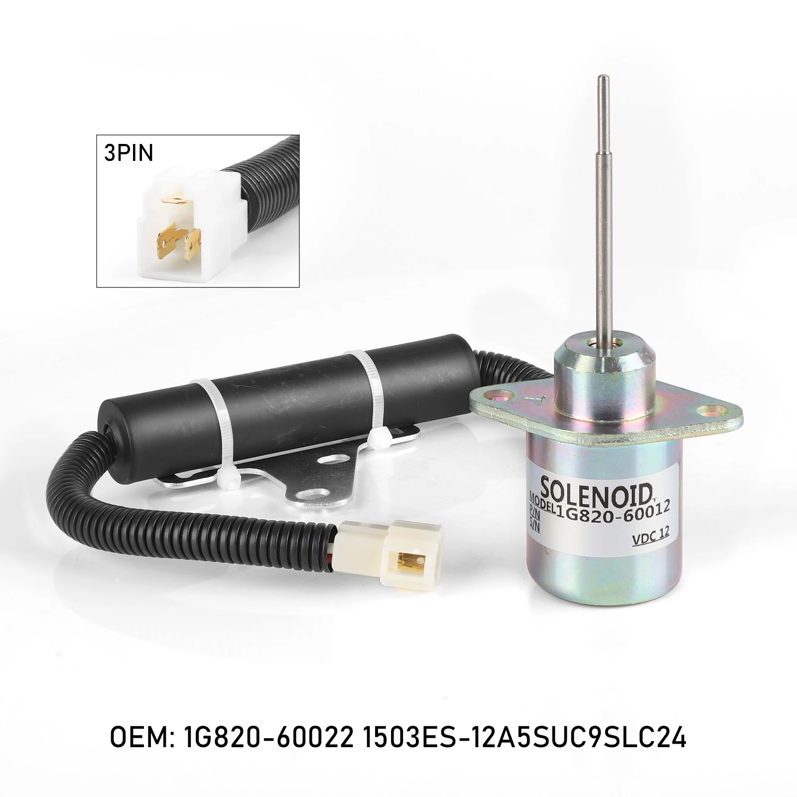 12V Fuel Shut off Stop Solenoid Valve 1G820-60022 1503ES-12A5SUC9SLC24 For Kubota Engine D782 D902 KX41-3 KX016 KX018 Excavator
12V Fuel Shut off Stop Solenoid Valve 1G820-60022 1503ES-12A5SUC9SLC24 For Kubota Engine D782 D902 KX41-3 KX016 KX018 Excavator