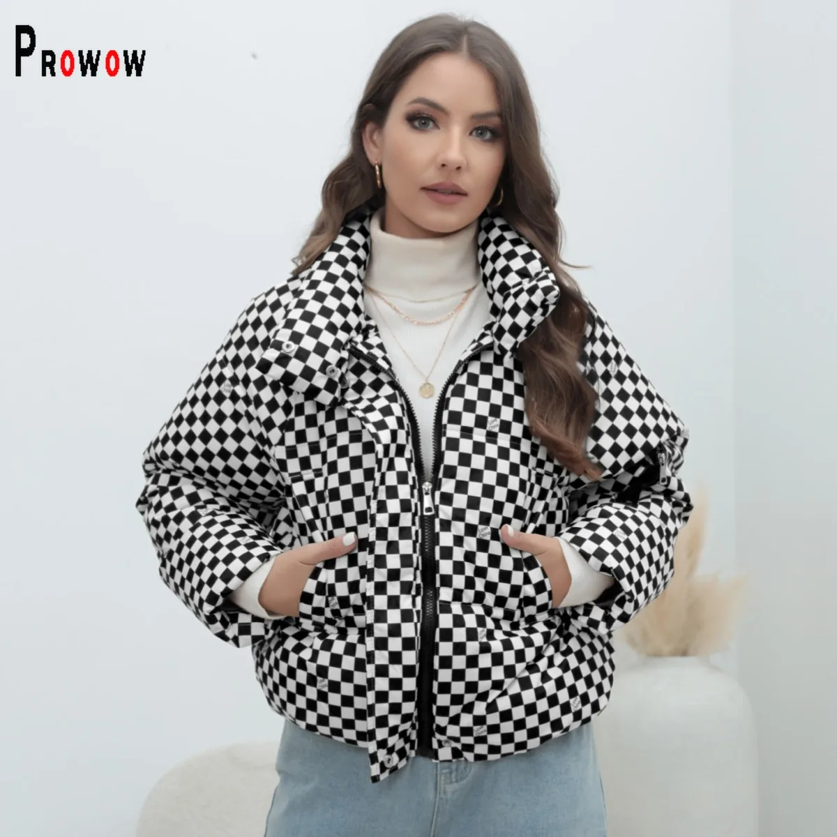 Prowow Fashion Plaid Women Parkas Coat Zipper Thick Warm Winter Female Windprood Outerwear Bubble Jackets Tops Clothes
Prowow Fashion Plaid Women Parkas Coat Zipper Thick Warm Winter Female Windprood Outerwear Bubble Jackets Tops Clothes