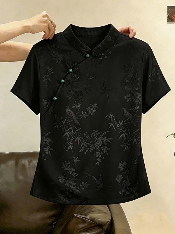 Loose Chinese Style T-Shirt Women's Summer New Style Vinegar Acetate Embroidery Short Sleeve Versatile Top Large Size
Loose Chinese Style T-Shirt Women's Summer New Style Vinegar Acetate Embroidery Short Sleeve Versatile Top Large Size