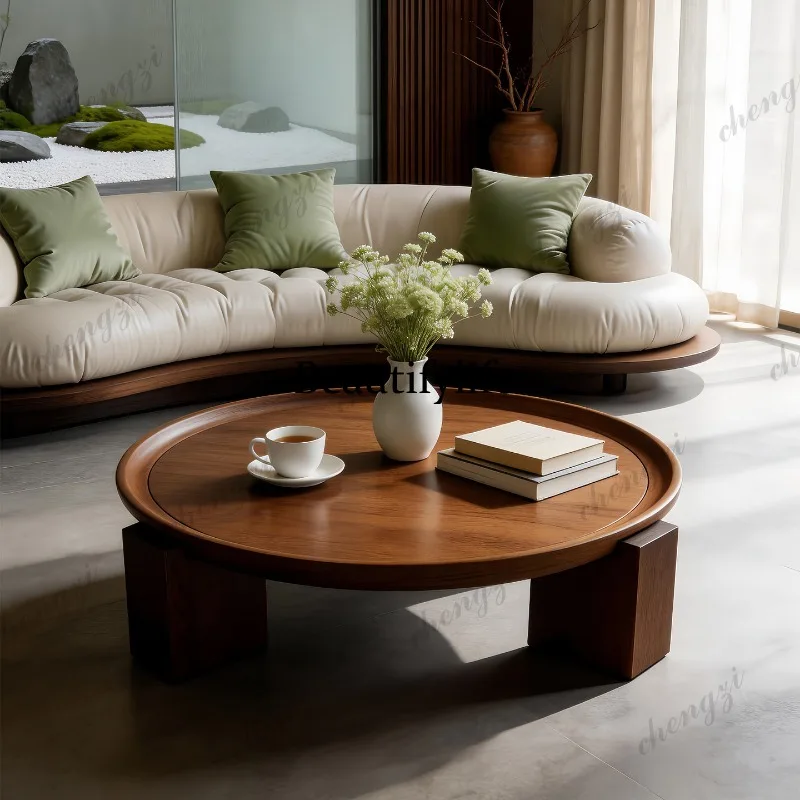Vintage-style solid wood coffee table, small living room and home use new tea table, round and high-end
Vintage-style solid wood coffee table, small living room and home use new tea table, round and high-end