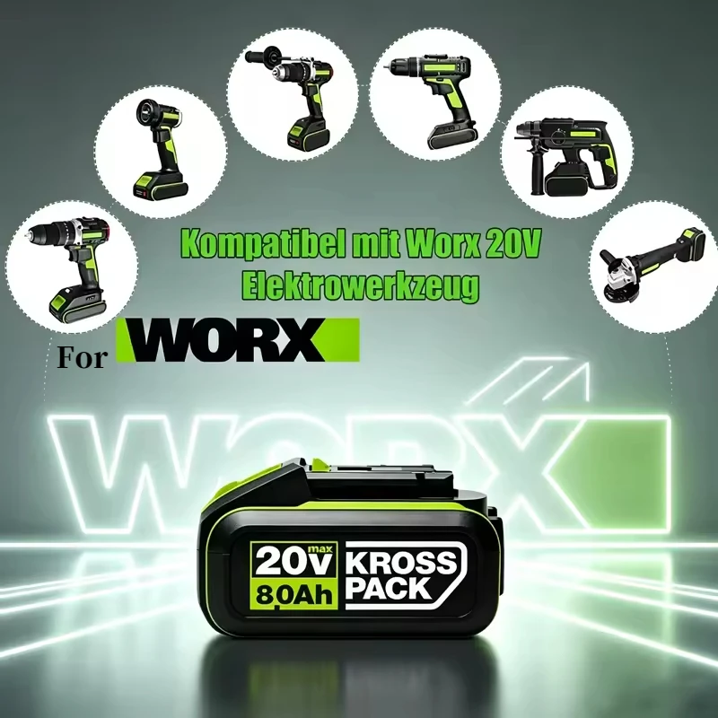 New 20V 5Pin 6.0Ah 8.0Ah Battery WA3016 WA3023 WA3027 Replacement for WORX PowerShare Cordless Drill Saw Power Tool Battery Pack
New 20V 5Pin 6.0Ah 8.0Ah Battery WA3016 WA3023 WA3027 Replacement for WORX PowerShare Cordless Drill Saw Power Tool Battery Pack