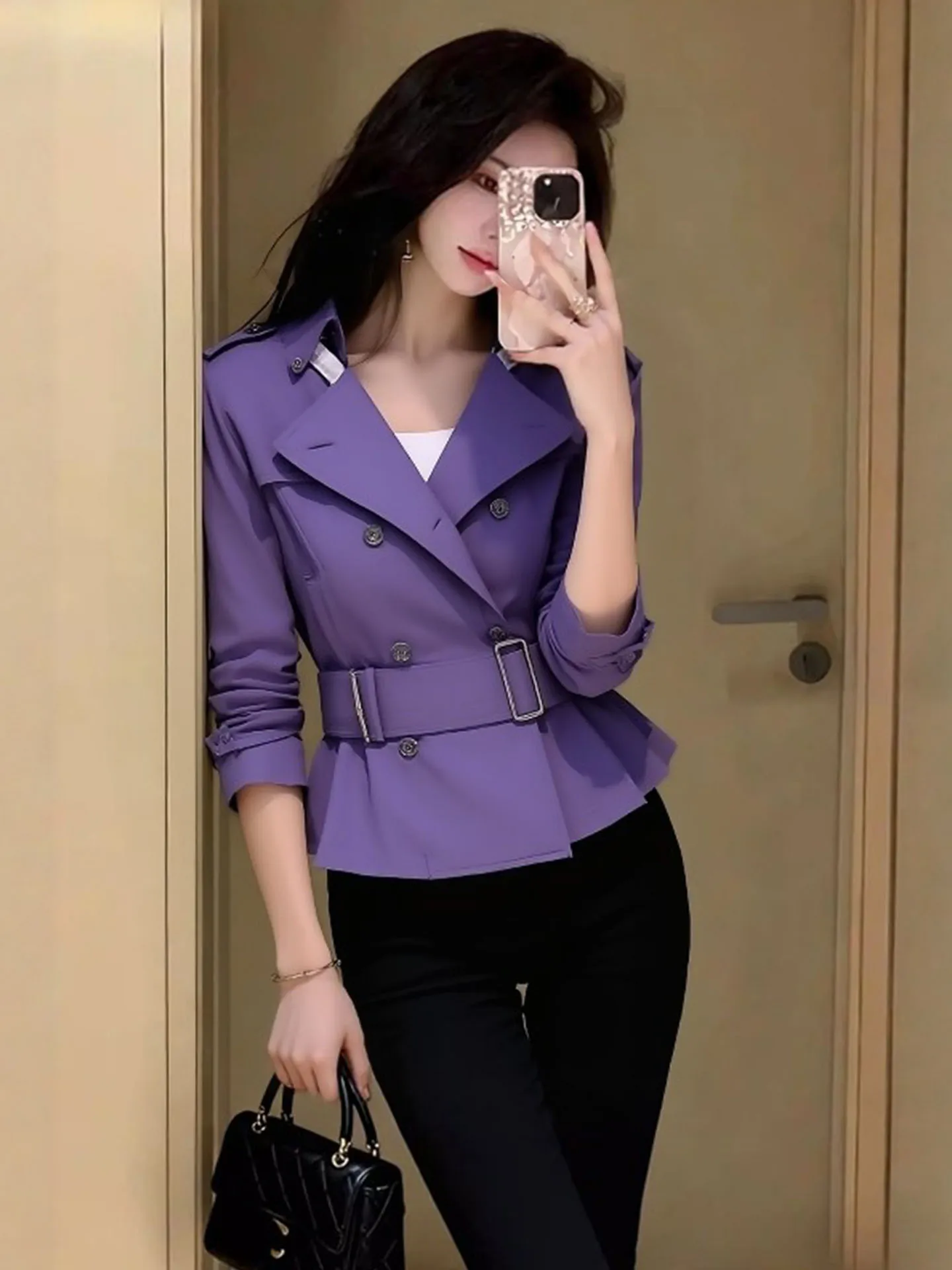 Unique Beautiful Purple ort Coat Women's Faion Early Spring Light Maturi High-End Feeling Top Small Size Commute Sle
Unique Beautiful Purple ort Coat Women's Faion Early Spring Light Maturi High-End Feeling Top Small Size Commute Sle