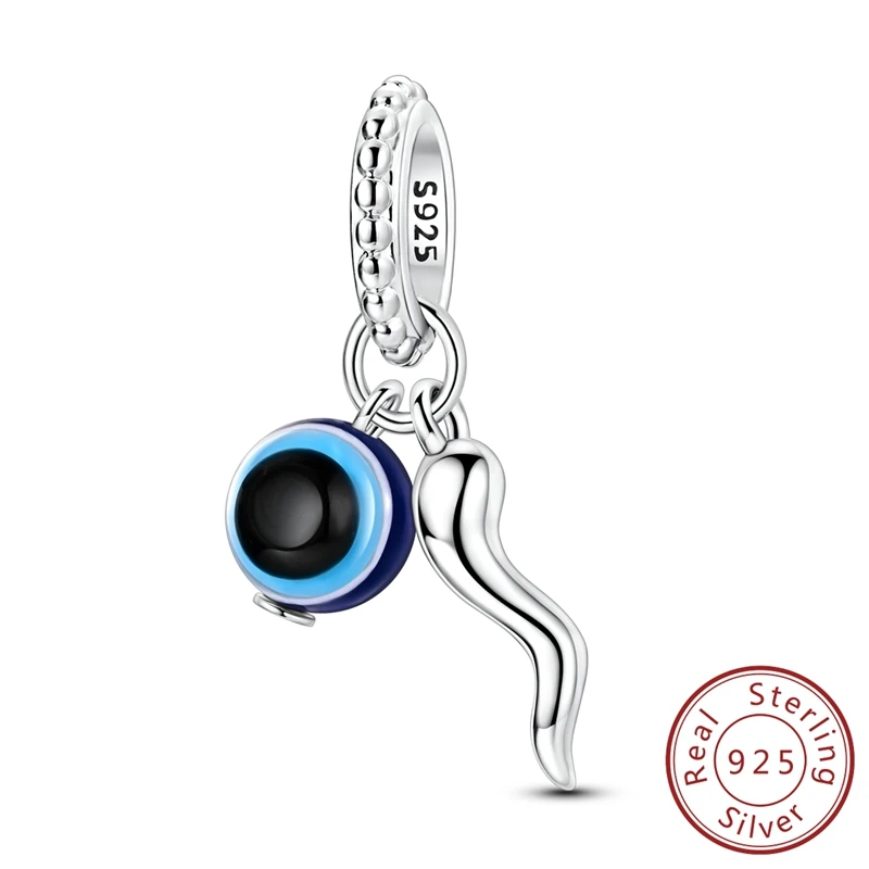 Amazing 100% 925 Sterling Silver Devil's Eye & Horn Dangle Charm Fits Bracelet For Women Necklace Exquisite Gifts
Amazing 100% 925 Sterling Silver Devil's Eye & Horn Dangle Charm Fits Bracelet For Women Necklace Exquisite Gifts