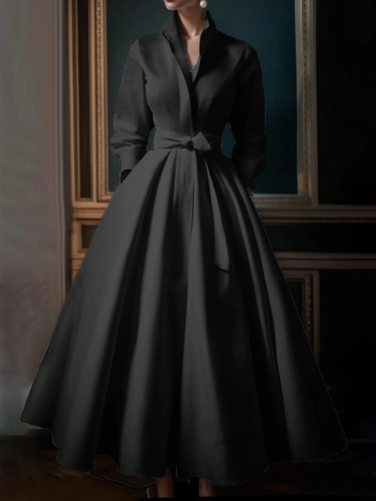 Women’s Elegant Shirt Dress Long Sleeve Stand Collar Solid Minimalist A-Line Pleated Wedding Guest Gown With Belt 2026 Dresses
Women’s Elegant Shirt Dress Long Sleeve Stand Collar Solid Minimalist A-Line Pleated Wedding Guest Gown With Belt 2026 Dresses