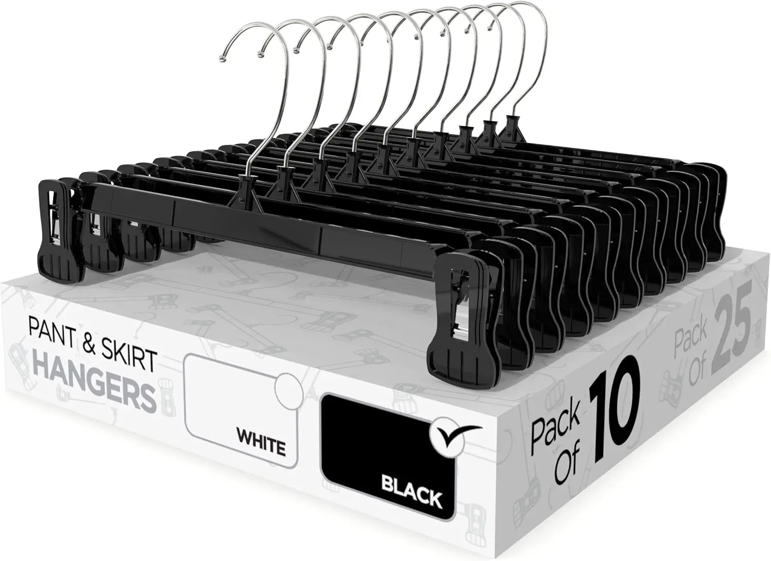 Sharpty Pant & Skirt Hangers - Closet Hangers for Shorts, Shirts, Jeans, Dresses, Slacks, Coats, Clothes, Clothing, Garments & More - Durable, Space Saving & Non-Slip, Black - 10 Pack
Sharpty Pant & Skirt Hangers - Closet Hangers for Shorts, Shirts, Jeans, Dresses, Slacks, Coats, Clothes, Clothing, Garments & More - Durable, Space Saving & Non-Slip, Black - 10 Pack