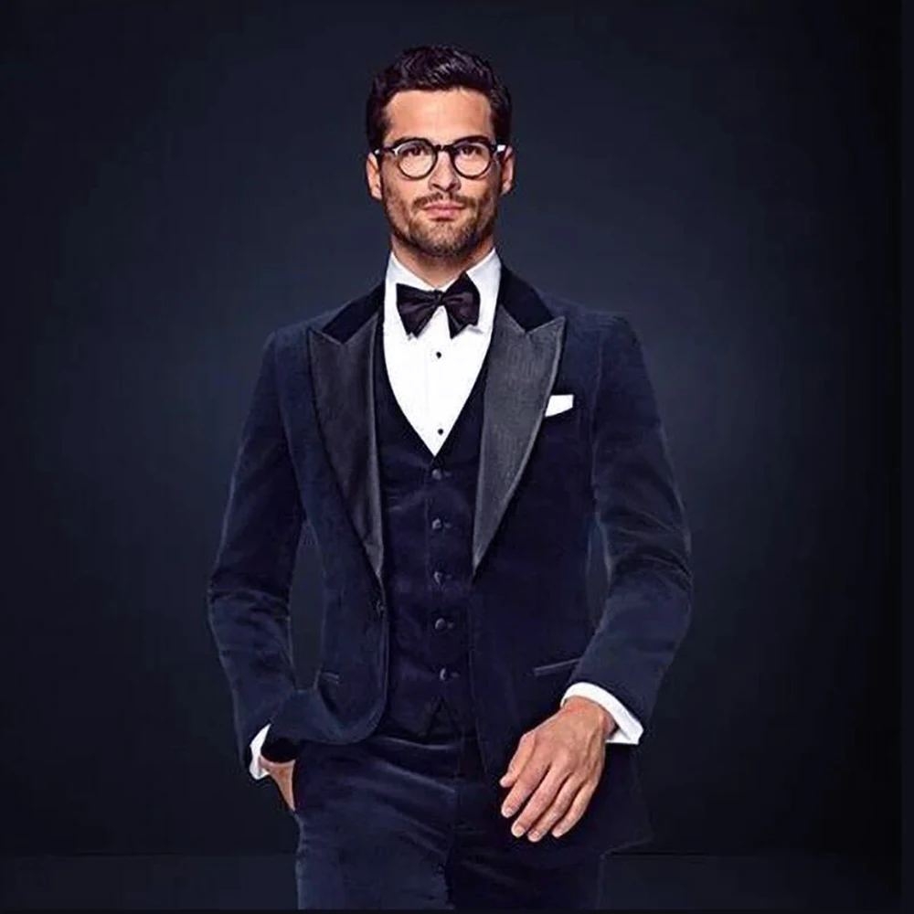 Velvet Men Suits Navy Blue Formal Party Casual Wedding Groom Tuxedo Slim Fit Male Fashion Peak Lapel Blazer+Vest+Pants) 3PCS
Velvet Men Suits Navy Blue Formal Party Casual Wedding Groom Tuxedo Slim Fit Male Fashion Peak Lapel Blazer+Vest+Pants) 3PCS
