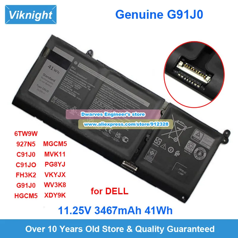 Genuine G91J0 Battery 11.25V 41Wh for DELL Latitude 3320 3420 3520 Vostro 3511 3515 Inspiron 14 5430 P171G 5415 5418 5515 5518
Genuine G91J0 Battery 11.25V 41Wh for DELL Latitude 3320 3420 3520 Vostro 3511 3515 Inspiron 14 5430 P171G 5415 5418 5515 5518