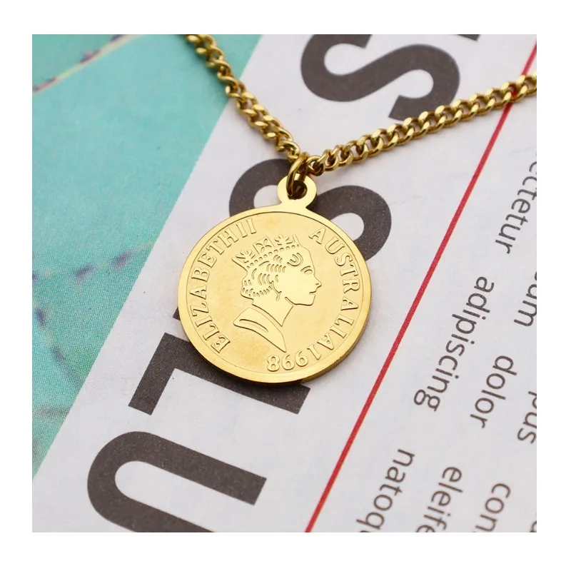 French Coin Queen Necklace Women's High-end Gold-plated Pendant Round Brand Titanium Steel Neck Chain Elegant and Exquisite
French Coin Queen Necklace Women's High-end Gold-plated Pendant Round Brand Titanium Steel Neck Chain Elegant and Exquisite