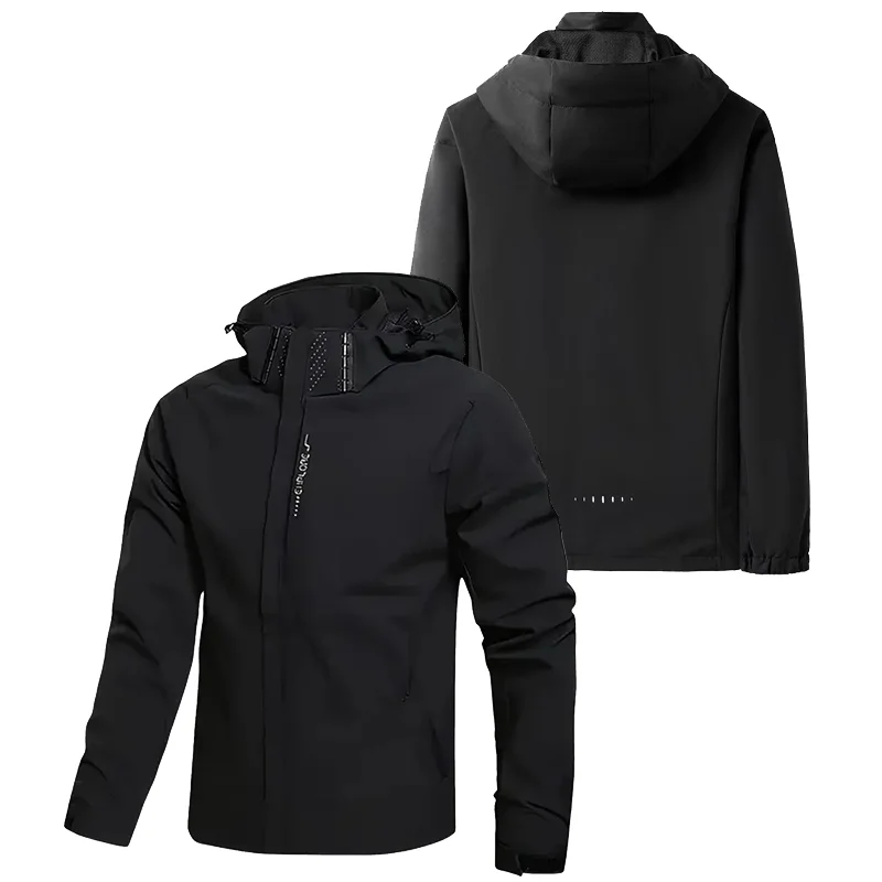 Men's All Black Waterproof Hooded Jacket,Waterproof Windbreaker with Removable Hood,Casual Sports Coat for Trekking
Men's All Black Waterproof Hooded Jacket,Waterproof Windbreaker with Removable Hood,Casual Sports Coat for Trekking