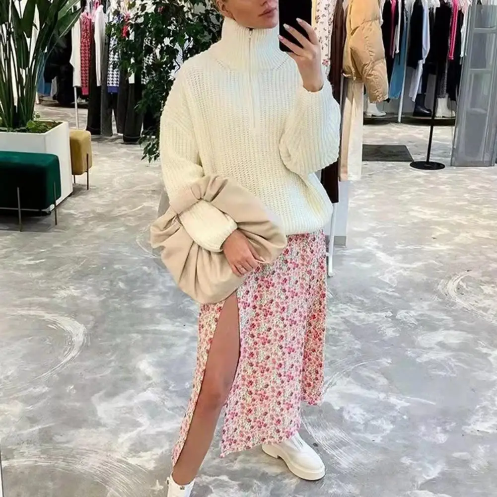 Classic Sweater Jumper Zipper Neckline 3D Cutting Casual Sweater Simple Casual Loose Pure Color Pullover Sweater
Classic Sweater Jumper Zipper Neckline 3D Cutting Casual Sweater Simple Casual Loose Pure Color Pullover Sweater