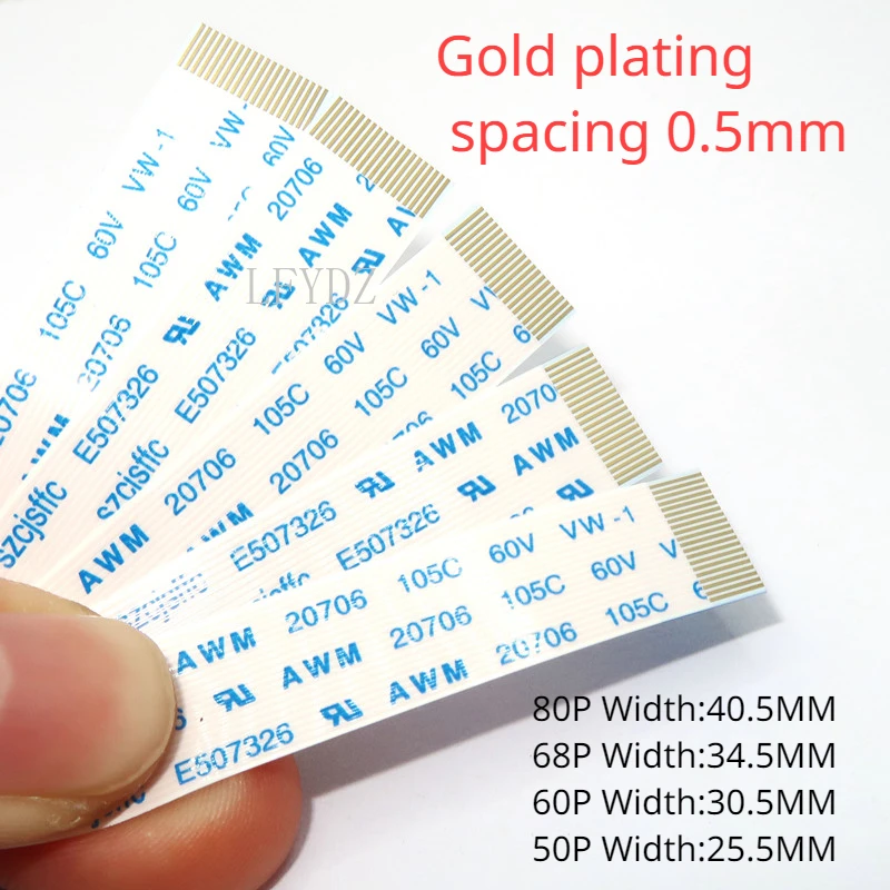 1Pcs Gold-Plated FFC FPC Flat Flexible Cable AWM 20706 105C 60V VW-1 0.5MM Pitch 40/50/55/60/68/80/96 Pin
1Pcs Gold-Plated FFC FPC Flat Flexible Cable AWM 20706 105C 60V VW-1 0.5MM Pitch 40/50/55/60/68/80/96 Pin