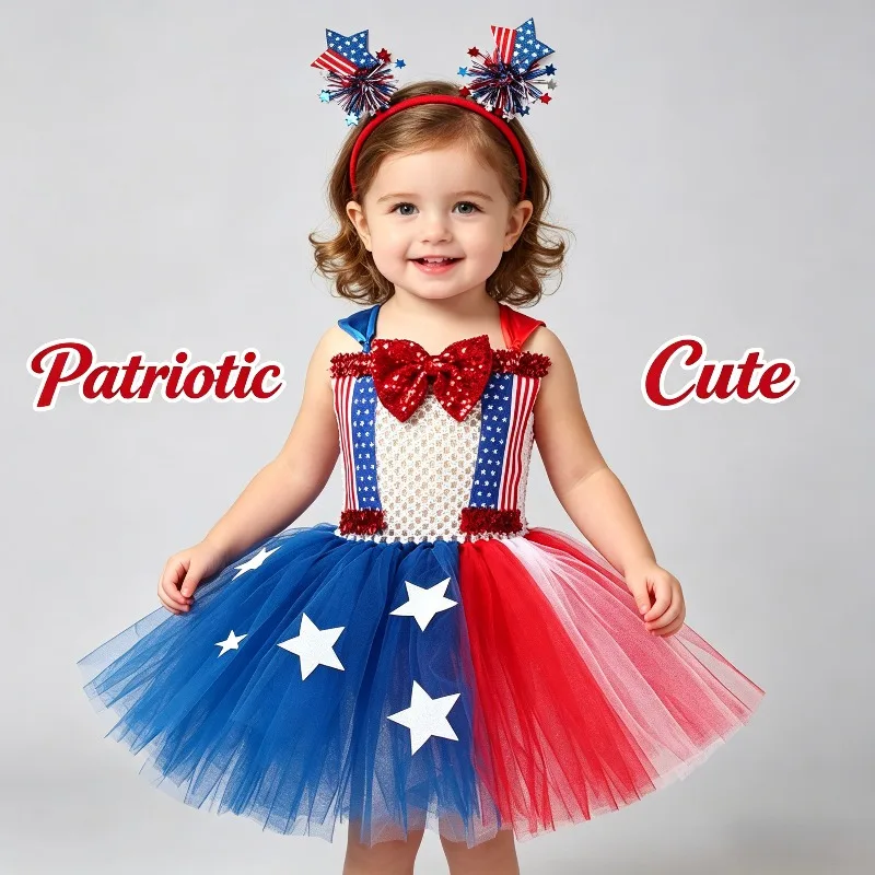 Independence Day USA Flag Sequin Bow Tutu Dress Stars Stripes Patriotic Outfit Festival Carnival Party Costume Holiday Gown
Independence Day USA Flag Sequin Bow Tutu Dress Stars Stripes Patriotic Outfit Festival Carnival Party Costume Holiday Gown