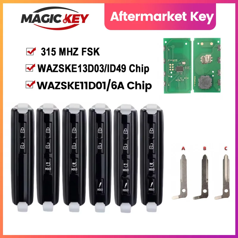 WAZSKE11D01 WAZSKE13D03 315MHz 6A/ID49 Chip Car Remote Key For Mazda 3 6 MX-5 MIATA CX-9 CX-3 CX-4 CX-5 CX-3 CX50 CX90 Axela
WAZSKE11D01 WAZSKE13D03 315MHz 6A/ID49 Chip Car Remote Key For Mazda 3 6 MX-5 MIATA CX-9 CX-3 CX-4 CX-5 CX-3 CX50 CX90 Axela