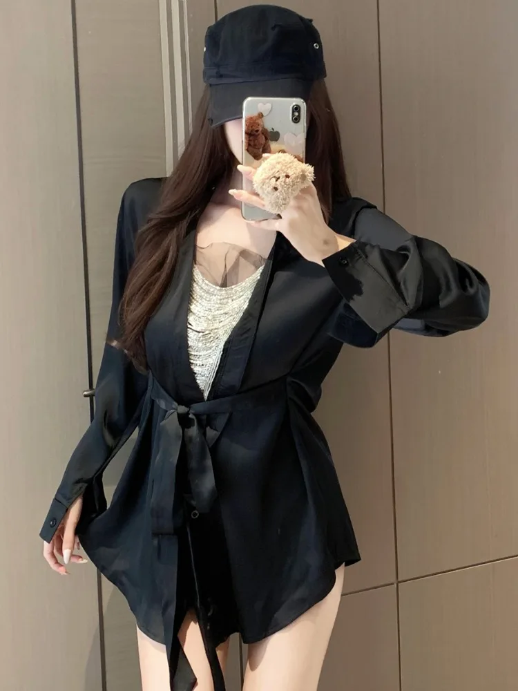 Elegant Loose Fit Long Sleeve Women's Shirt Tie Waist Design Spring Season Sexy Slimming Top City Walk Skin Friendly Breathable
Elegant Loose Fit Long Sleeve Women's Shirt Tie Waist Design Spring Season Sexy Slimming Top City Walk Skin Friendly Breathable