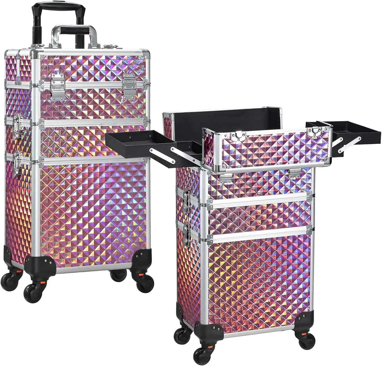3-in-1 Rolling Makeup Case with Detachable Compartments, 360° Swivel Wheels, Lockable, Large Capacity, Glitter Pink
3-in-1 Rolling Makeup Case with Detachable Compartments, 360° Swivel Wheels, Lockable, Large Capacity, Glitter Pink